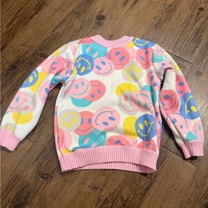 Pink Smiley Print girls Sweater